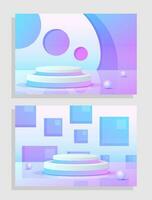 Set purple blue violet 3d object cylinder pedestal podium display gradient color minimal scene vector