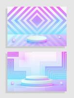 Set purple blue violet 3d object cylinder pedestal podium display gradient color minimal scene vector