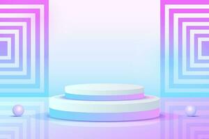 Set purple blue violet 3d object cylinder pedestal podium display gradient color minimal scene vector