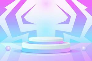 Set purple blue violet 3d object cylinder pedestal podium display gradient color minimal scene vector