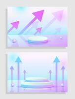 Set purple blue violet 3d object cylinder pedestal podium display gradient color minimal scene vector