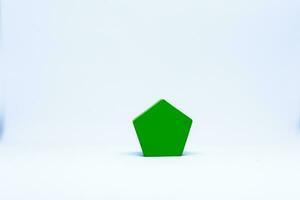 Green hexagon on white background photo