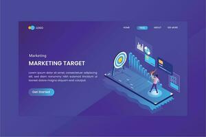 Business Plan Target Isometric Concept Landing Page vector