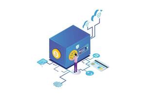 Isometric Bitcoin Cryptocurrency Safe Storage vector