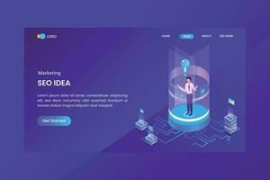 Seo Idea Marketing Isometric Concept Landing Page vector