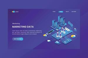 Data Mining Marketing Isometric Concept Landing Page vector