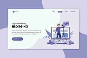 Blogging Marketing Landing Page Illustration vector