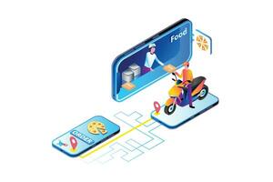 App Fast Food Delivery Services Isometric vector