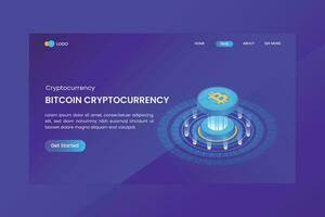 Bitcoin Isometric Cryptocurrency Landing Page vector