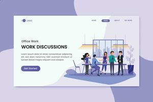 Work Discussions Office Worker Landing Page vector