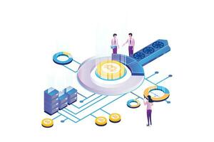 Isometric Bitcoin Analysis vector