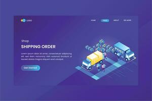 Logistic Service Isometric Concept Landing Page vector