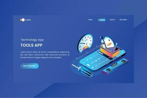 Tools App Isometric Concept Landing Page vector