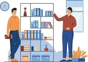 Business Bookcase Vector Illustration Flat