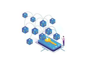 Isometric Bitcoin Blockchain Key vector