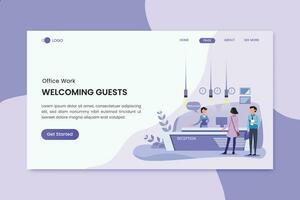 recepción oficina negocio trabajador aterrizaje página vector