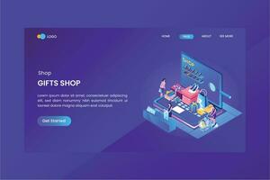 Gifts Shop Isometric Concept Landing Page vector