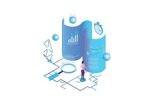 análisis de datos isométrico vector