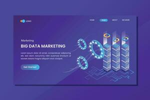 Big Data Isometric Concept Landing Page vector