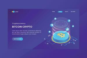 Isometric Bitcoin Cryptocurrency Landing Page vector