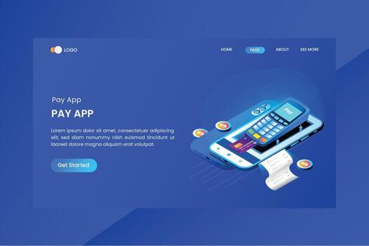 Payment System App Isometric Concept Landing Page vector