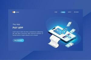 Security Payment App Isometric Concept Landing Page vector