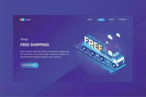 Free Shipping Isometric Concept Landing Page vector