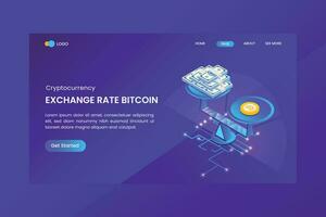 Bitcoin Exchange Rate Landing Page Template vector