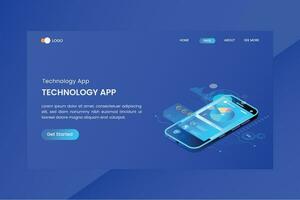 Technology Applications Isometric Concept Landing Page vector