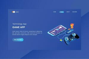 Gamming App Isometric Concept Landing Page vector