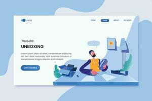 Youtube Unboxing Marketing Landing Page vector