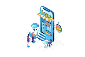 Burger Shop Online Isometric vector