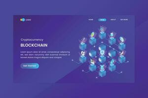 Blockchain Cryptocurrency Landing Page Template vector