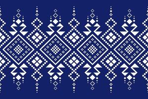 Indigo navy blue geometric traditional ethnic pattern Ikat seamless pattern border abstract design for fabric print cloth dress carpet curtains and sarong Aztec African Indian Indonesian vector