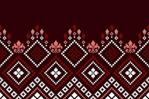 Red traditional ethnic pattern paisley flower Ikat background abstract Aztec African Indonesian Indian seamless pattern for fabric print cloth dress carpet curtains and sarong vector