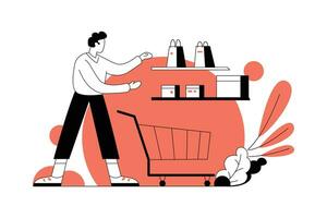 producto compras, compras vectores ilustración plano línea