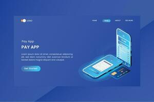 Online Payment Application Isometric Concept Landing Page vector