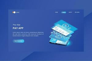 Payment Protection Technology App Isometric Concept vector