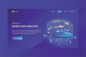 Marketing Analysis Isometric Concept Landing Page vector