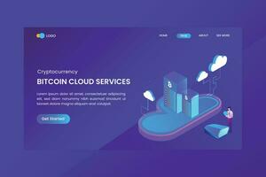 Isometric Bitcoin Cloud Services Concept vector