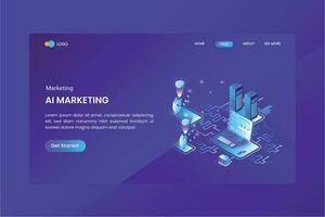 Artificial Intelligence Isometric Concept Landing Page vector