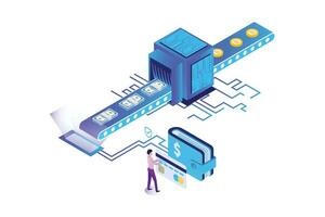 isométrica bitcoin hacer dinero vector