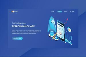 Technology App Isometric Concept Landing Page vector