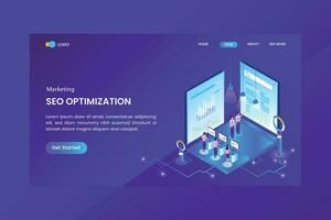 SEO Service Isometric Concept Landing Page vector