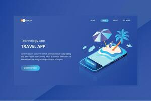 Travel App Isometric Concept Landing Page vector