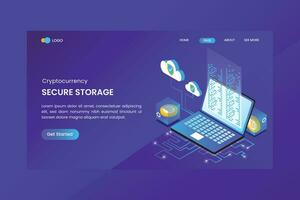 Secure Storage Cryptocurrency Landing Page Template vector