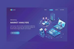 Seo Analysis Isometric Concept Landing Page vector