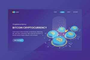 Isometric Bitcoin Cryptocurrency Landing Page vector