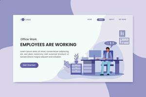 Employee Are Working Office Worker Landing Page vector