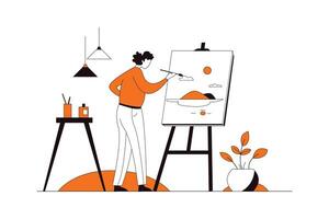 Teach drawing, Business Flat Style Illustration vector